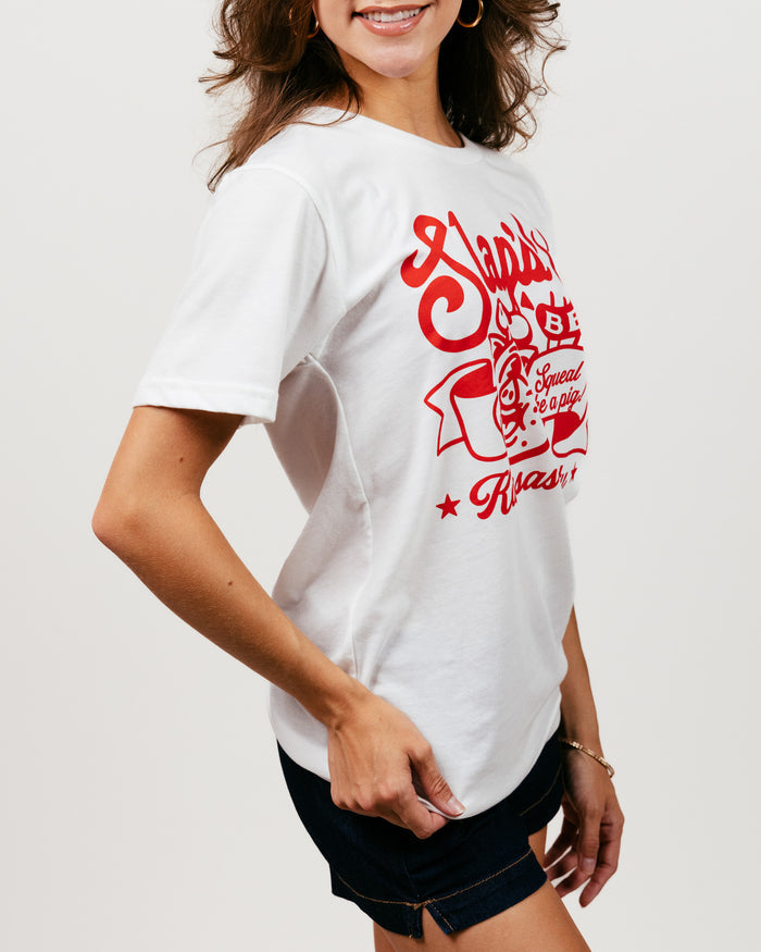 White Slaps BBQ Squeal Like A Pig Vintage T-Shirt Side