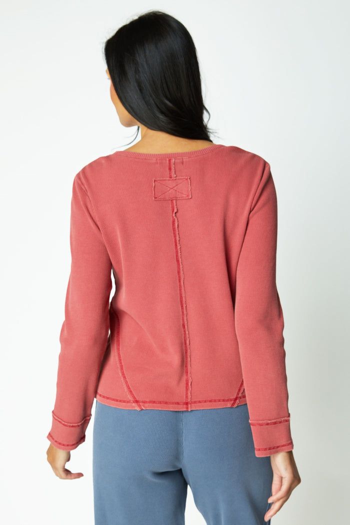 Soft Waffle Knit V-Neck Top - 26537 - Size L