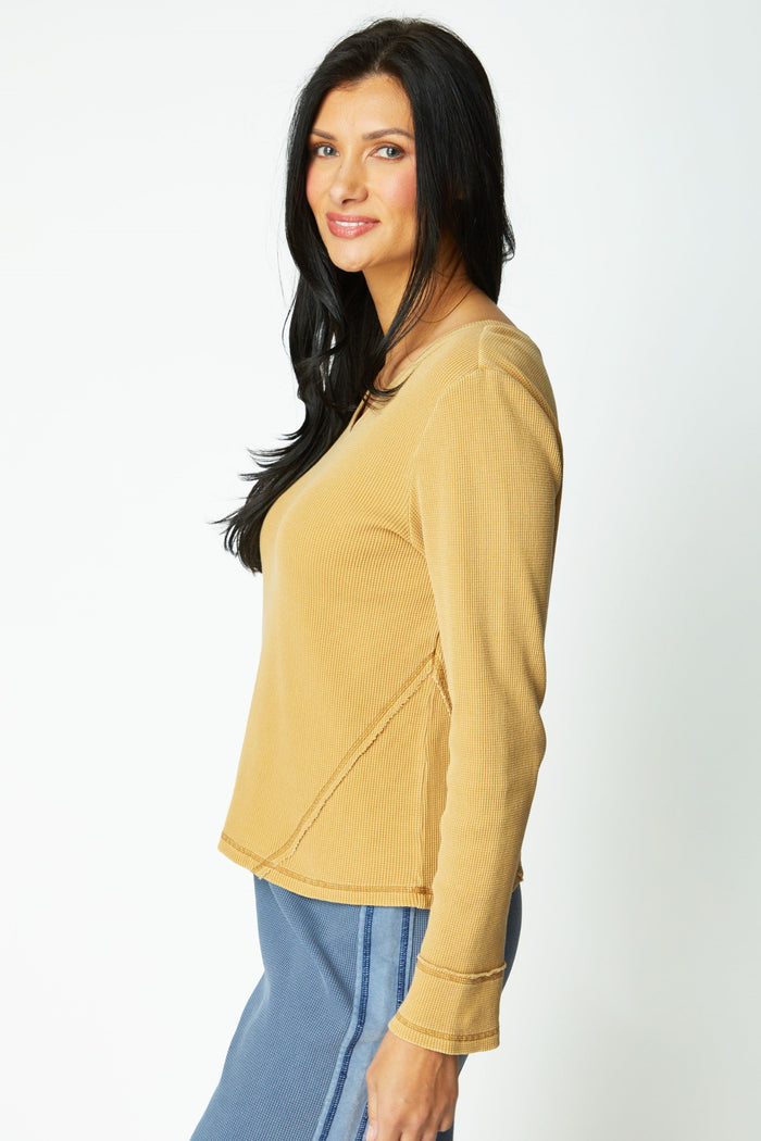 Soft Waffle Knit V-Neck Top - 26537 - Size L