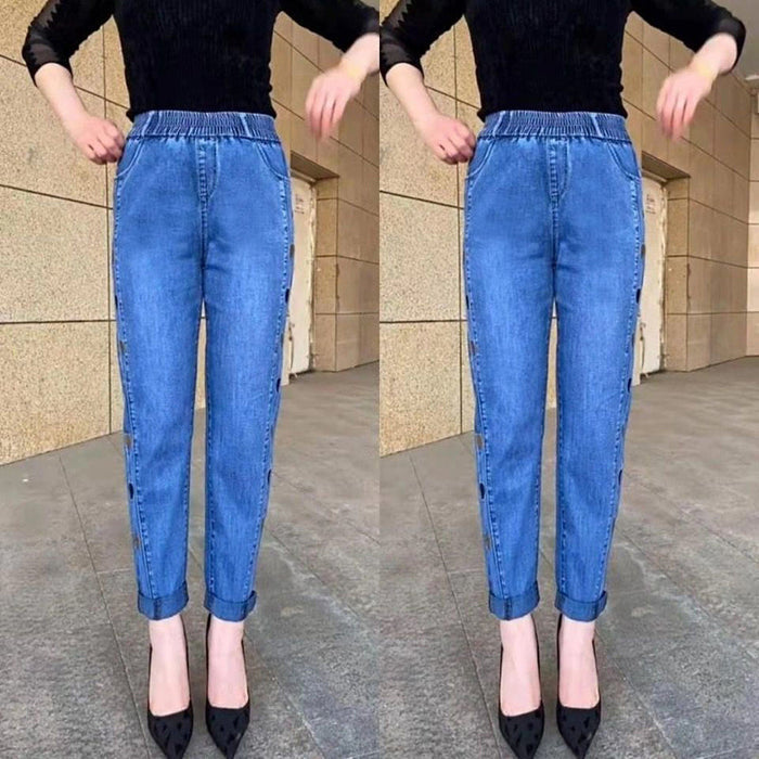Soraya - Jeans hautement élastiques pour femmes avec broderie de motif cœur