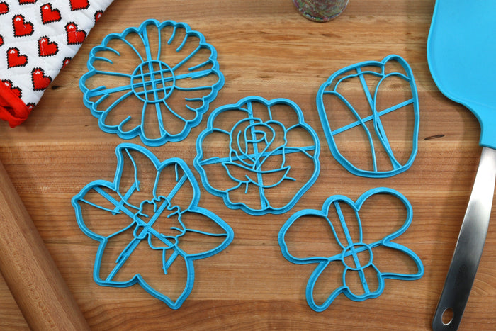 Spring Flower Cookie Cutters Set - Daffodil Cookie, Daisy Cookie , Orchid Cookie, Rose Cookie, Tulip Cookie - Spring Cookie Cutter