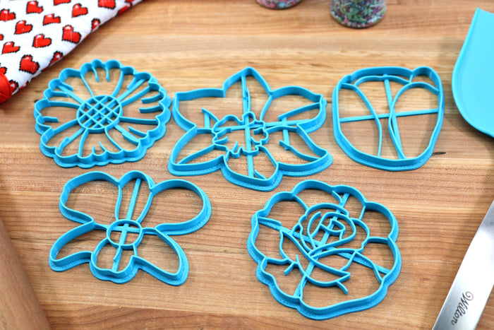 Spring Flower Cookie Cutters Set - Daffodil Cookie, Daisy Cookie , Orchid Cookie, Rose Cookie, Tulip Cookie - Spring Cookie Cutter