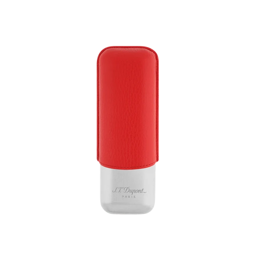 S.T. Dupont 2 Cigar Leather Case Red And Chrome - 183268
