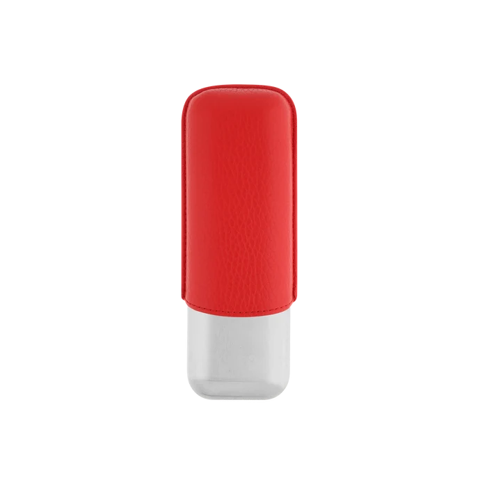 S.T. Dupont 2 Cigar Leather Case Red And Chrome - 183268