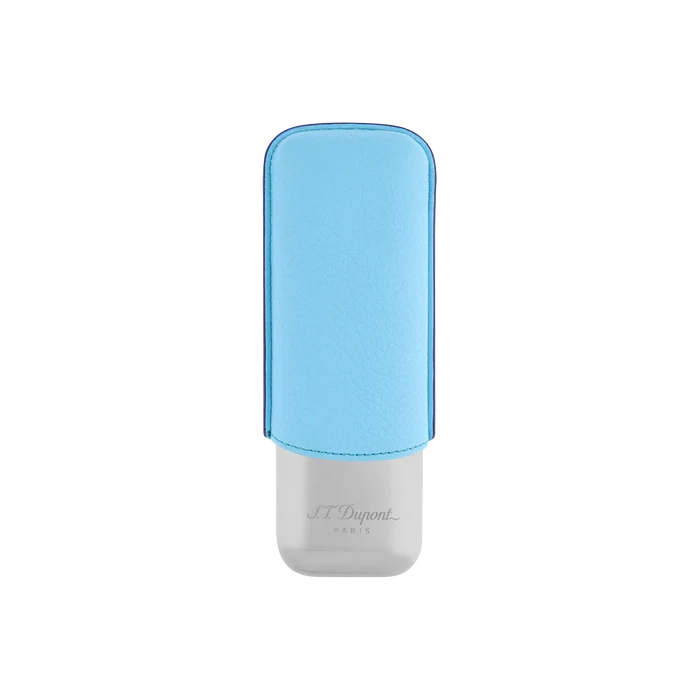 S.T. Dupont 2 Cigar Leather Case Turquoise Blue And Chrome - 183264