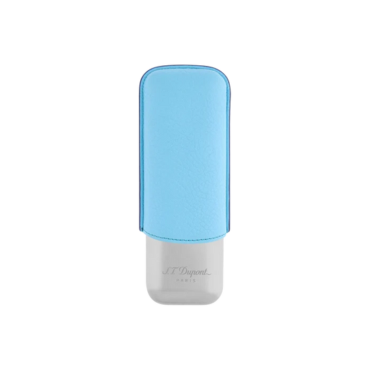 S.T. Dupont 2 Cigar Leather Case Turquoise Blue And Chrome - 183264