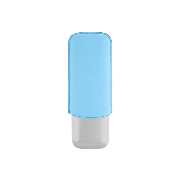 S.T. Dupont 2 Cigar Leather Case Turquoise Blue And Chrome - 183264
