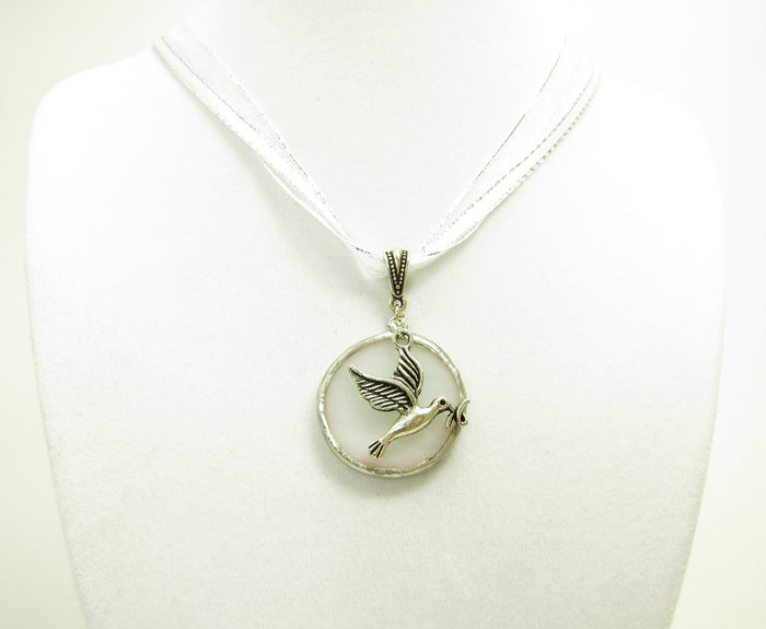 Stained Glass Peace on Earth Dove Necklace