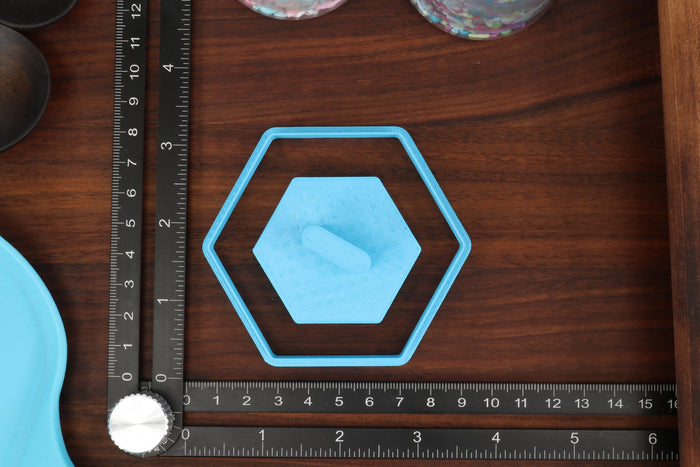 Stamp Thumbprint Cookie Cutters - Circle, Hexagon, Rhombus, Square, Star Shapes - Filling Cookies