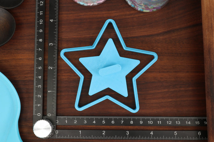 Stamp Thumbprint Cookie Cutters - Circle, Hexagon, Rhombus, Square, Star Shapes - Filling Cookies