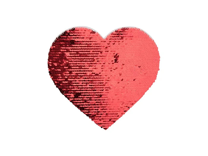 Sublimation 19*22cm Flip Sequins Adhesive White Base (Heart, Red W/ White)