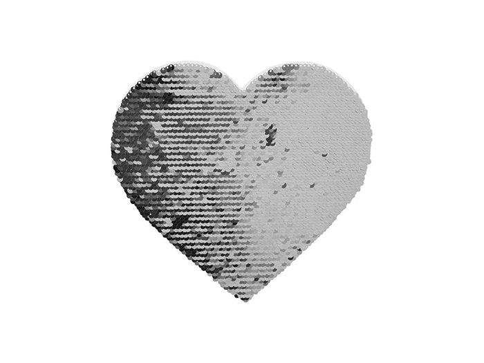 Sublimation 19*22cm Flip Sequins Adhesive White Base (Heart, Silver W/ White)