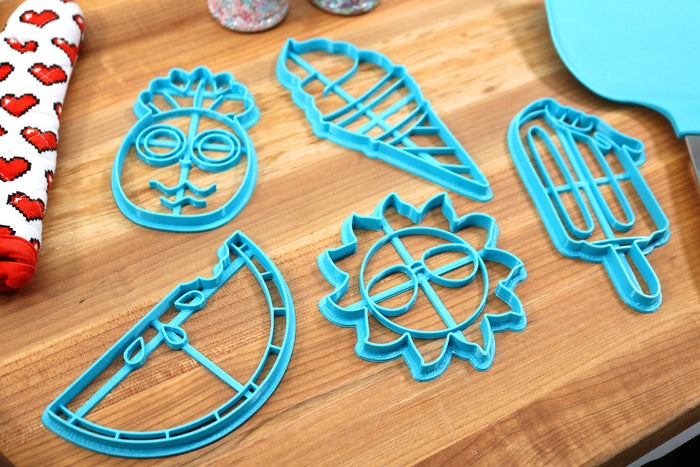 Summer Fun Cookie Cutters - Ice Cream, Pineapple, Popsicle, Sunglasses Sun, Watermelon - Summer Break Gift