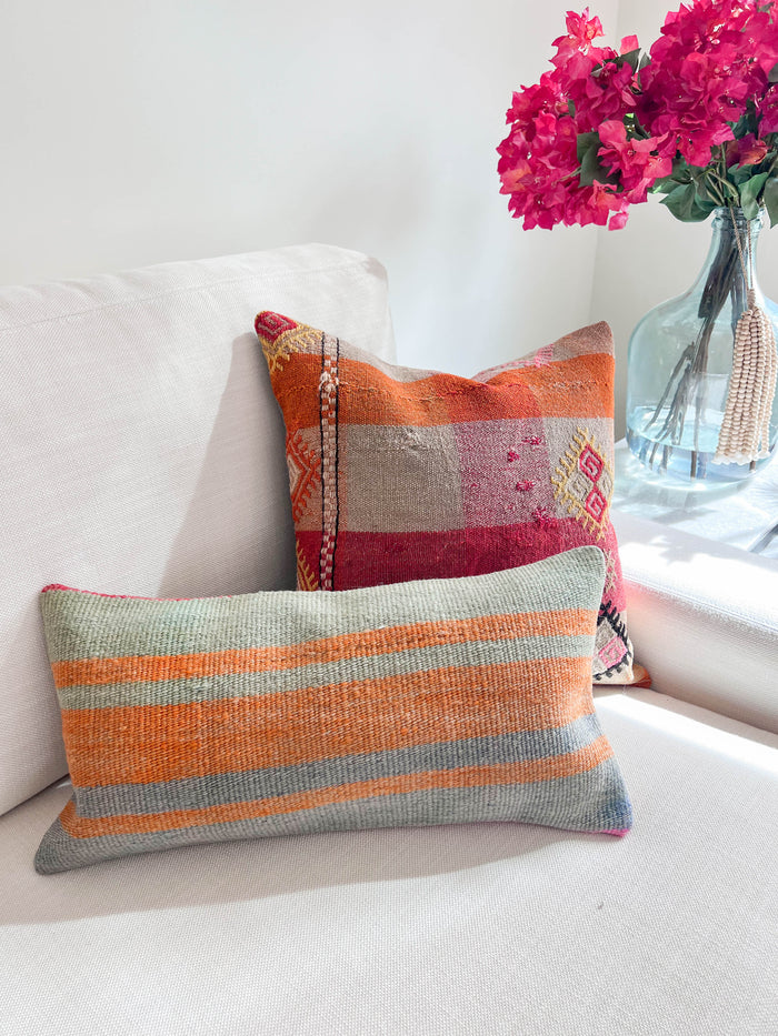 Summer Lumbar Kilim Pillow (10x20)
