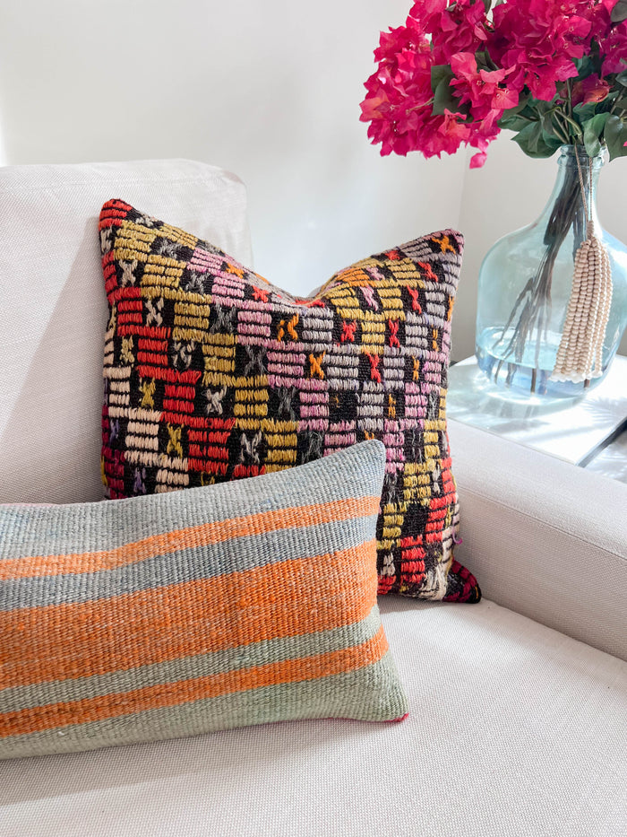Summer Lumbar Kilim Pillow (10x20)