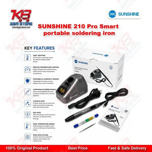Sunshine 210 Pro Smart Portable Soldering Iron – 110W LED Temperature Control Station
