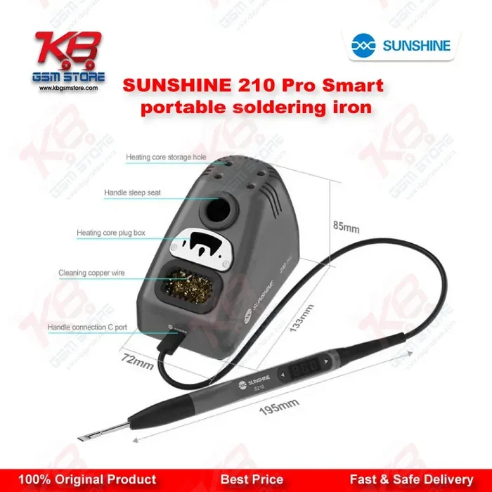 Sunshine 210 Pro Smart Portable Soldering Iron – 110W LED Temperature Control Station