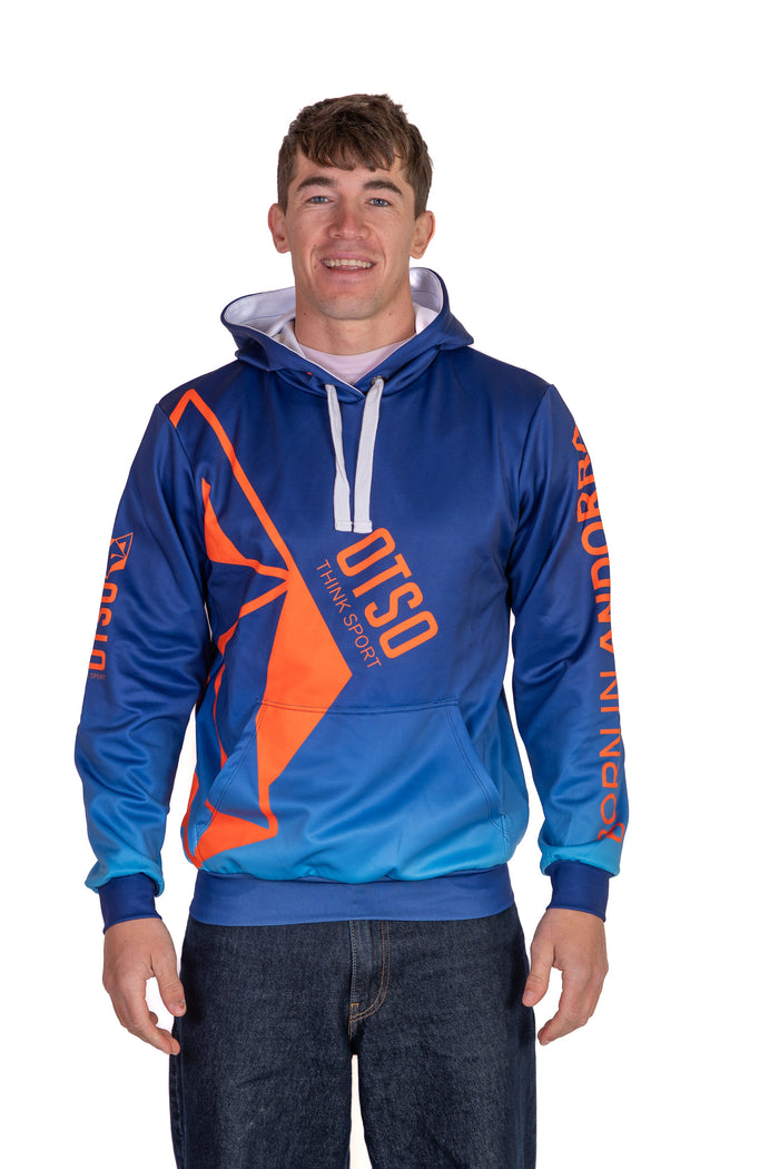 Sweat à capuche - Navy Blue & Fluo Orange Otso