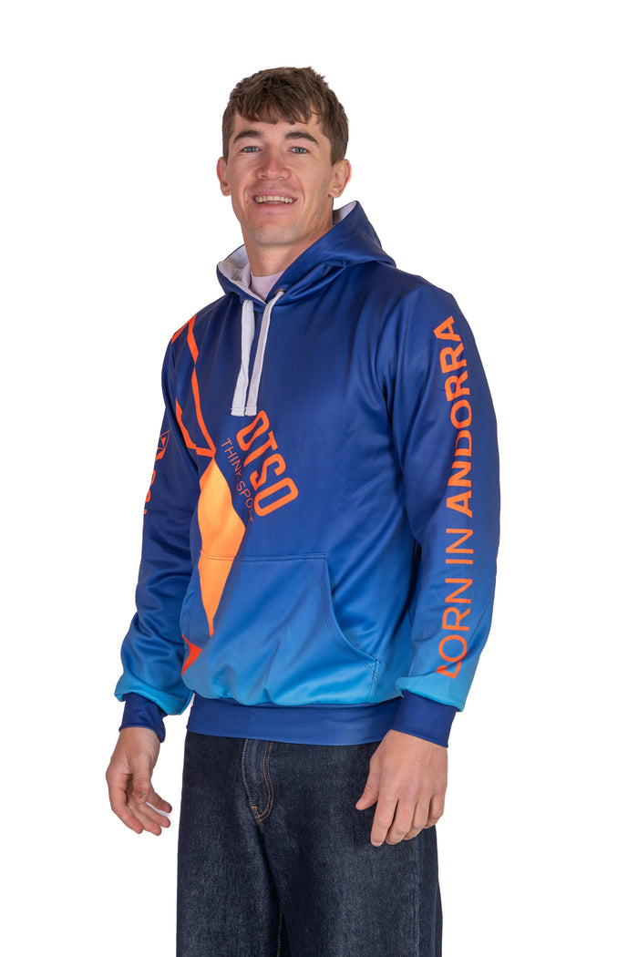 Sweat à capuche - Navy Blue & Fluo Orange Otso