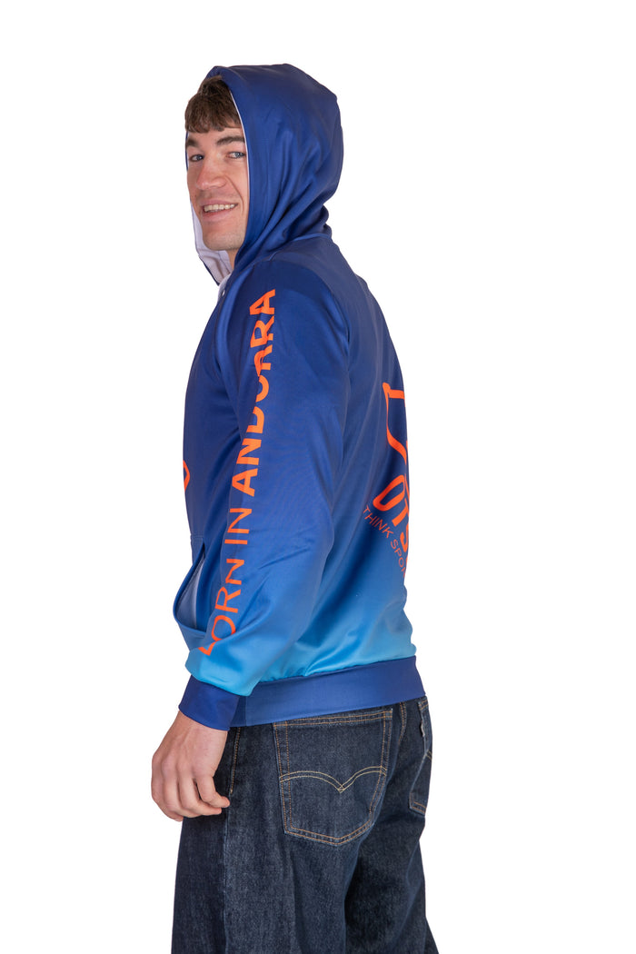 Sweat à capuche - Navy Blue & Fluo Orange Otso