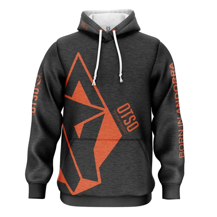 Sweat à capuche- Black & Fluo Orange Otso