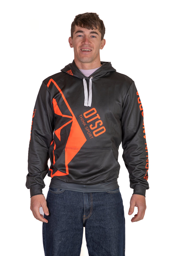 Sweat à capuche- Black & Fluo Orange Otso
