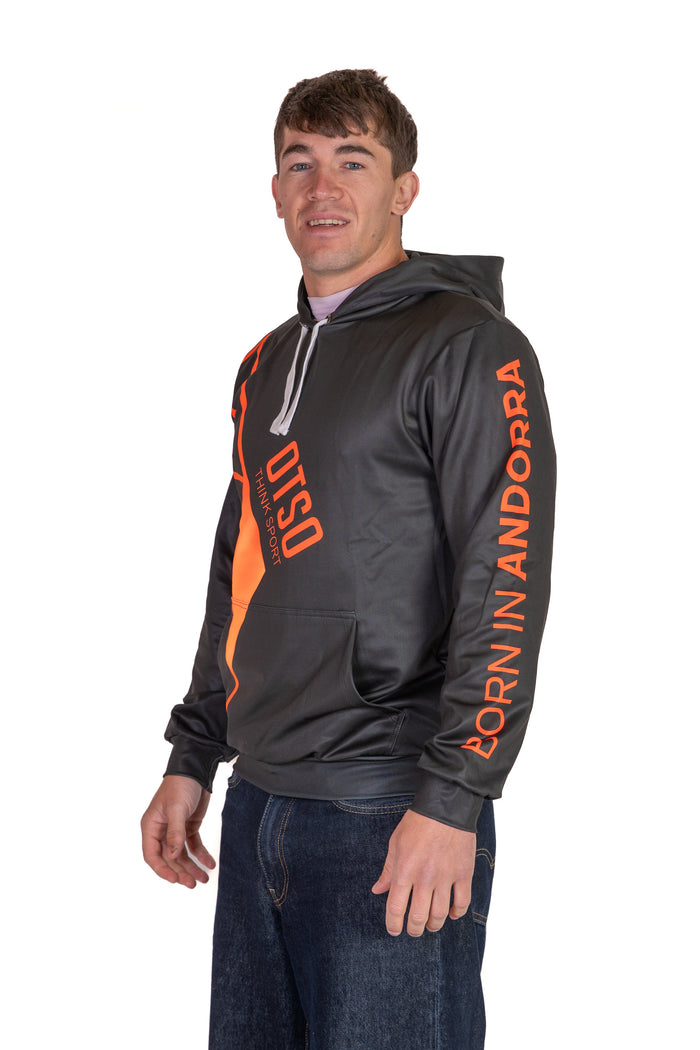 Sweat à capuche- Black & Fluo Orange Otso