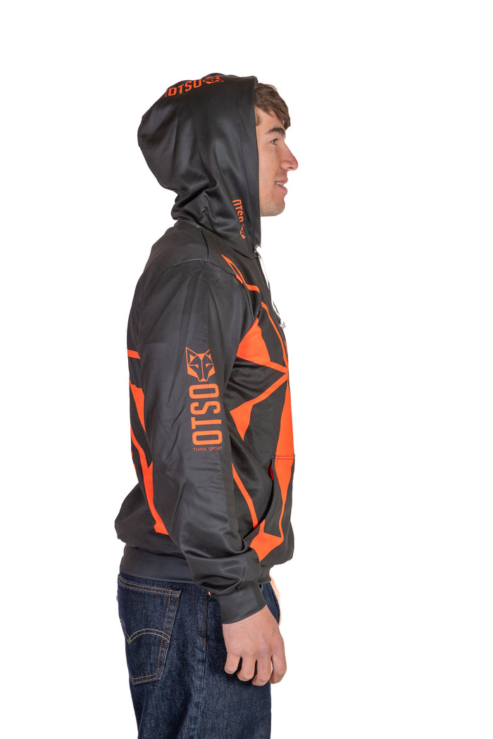 Sweat à capuche- Black & Fluo Orange Otso