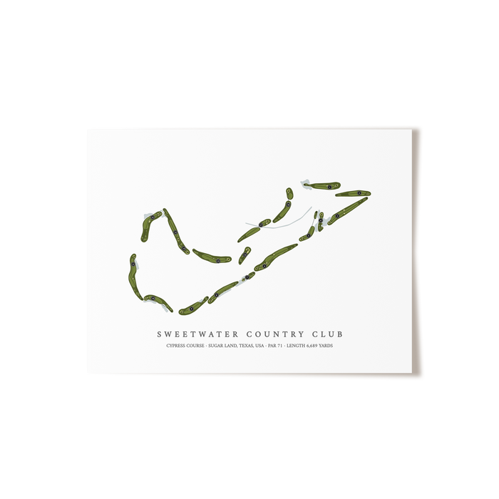 Sweetwater Country Club - Cypress Course | Golf Course Map | Unframed
