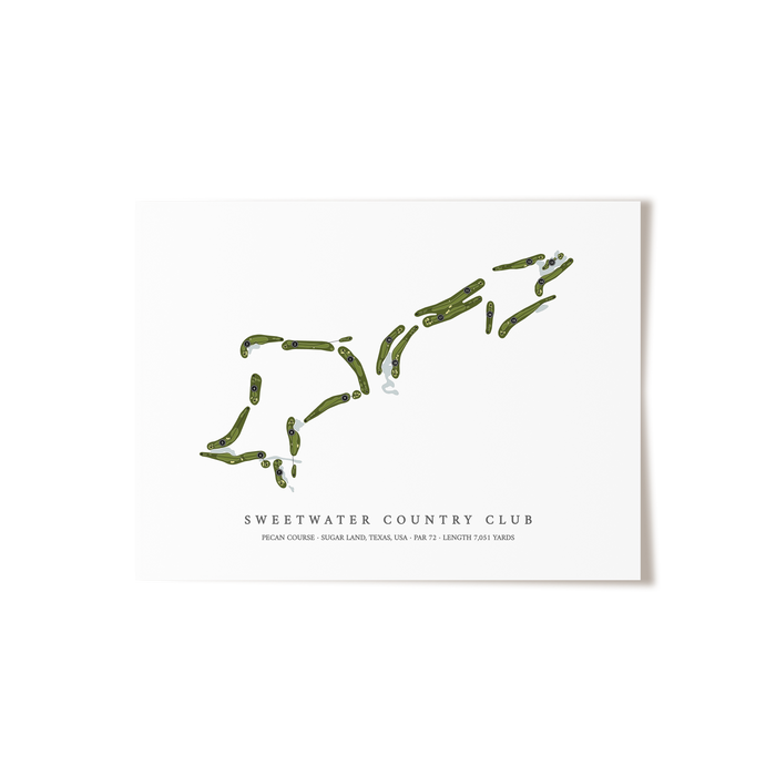 Sweetwater Country Club - Pecan Course | Golf Course Map | Unframed