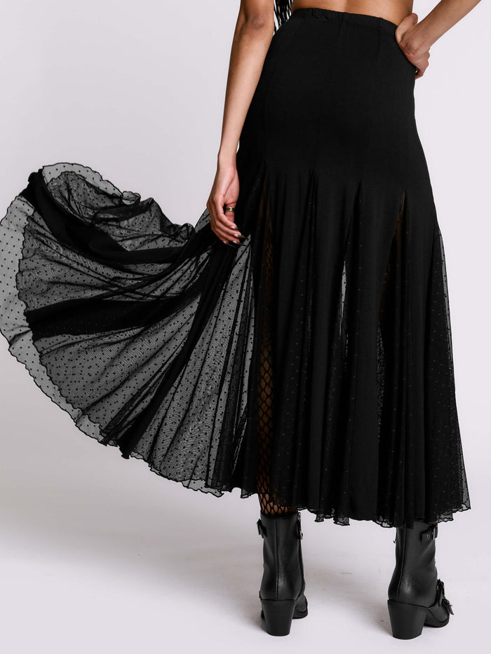 Swiss Dot Godet Skirt