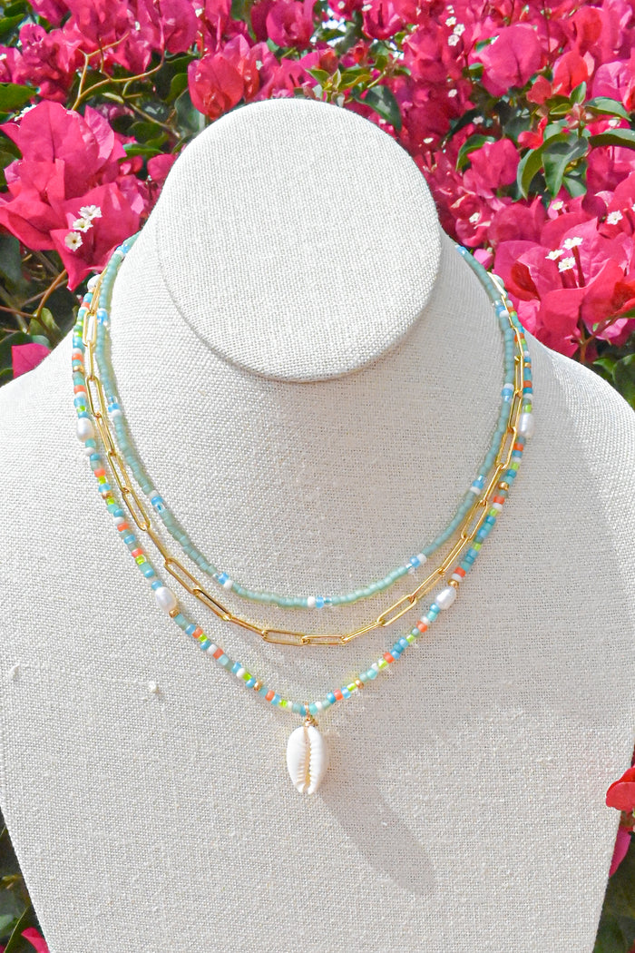 Tahiti Beaded Necklace w/ Cowrie Shell