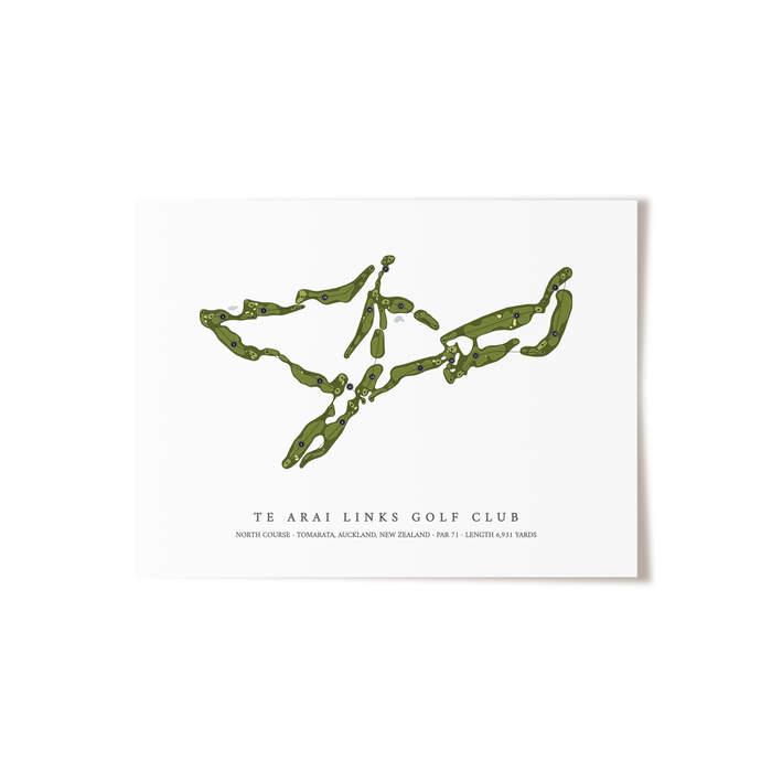 Te Arai Links Golf Club - North Course | Golf Course Map | Unframed