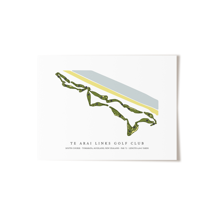 Te Arai Links Golf Club - South Course | Golf Course Map | Unframed