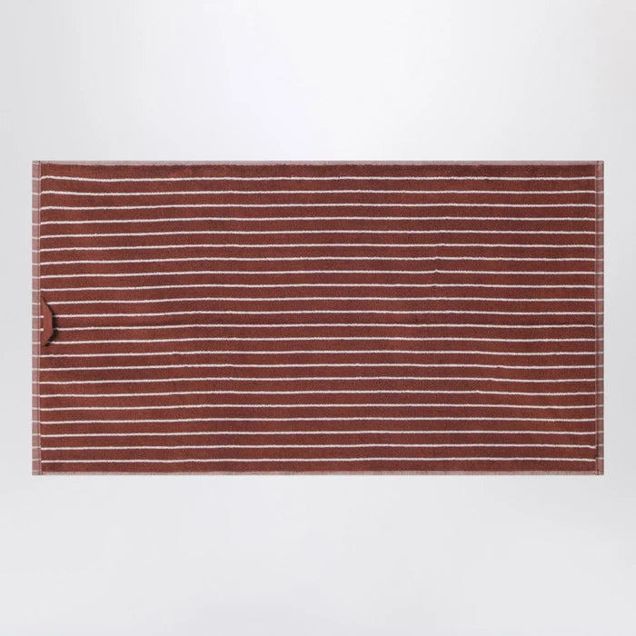 Tekla - Striped reddish-brown bath towel 50x90 cm