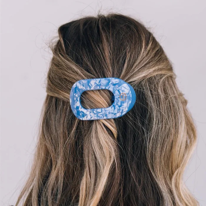 Teleties Small Flat Round Clip - Blue Lagoon