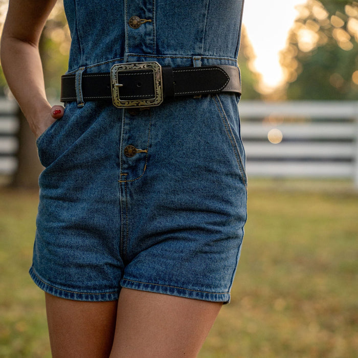 The Austin Leather Belt in Black