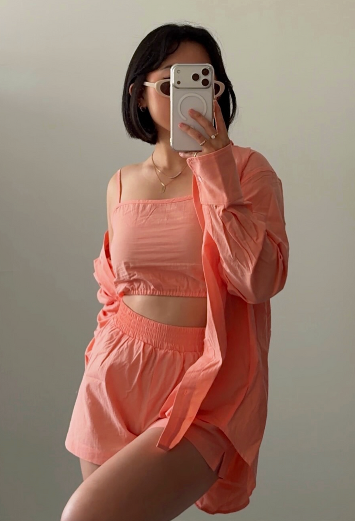 The Everyday Boyfriend Set Shirt - Peach