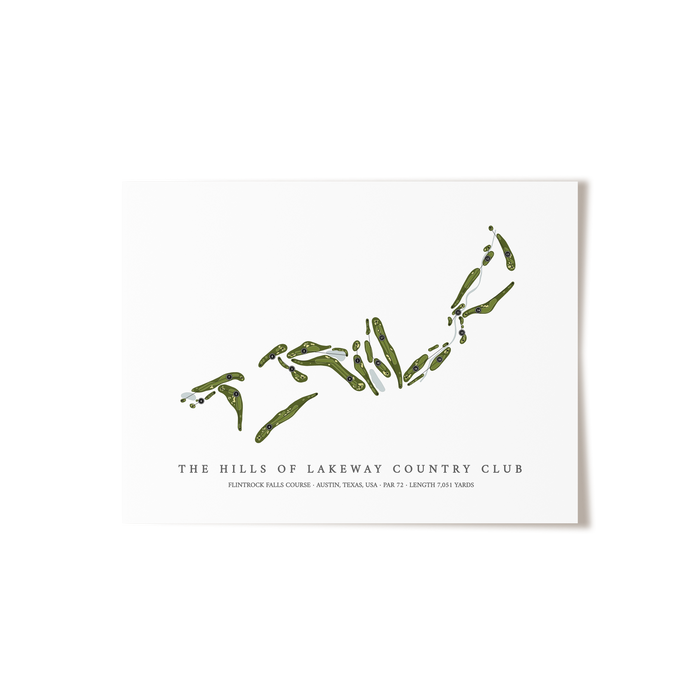 The Hills of Lakeway Country Club - Flintrock Falls Course | Golf Course Map | Unframed