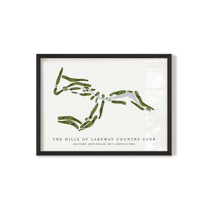The Hills of Lakeway Country Club - Hills Course | Golf Course Map | Black+Frame