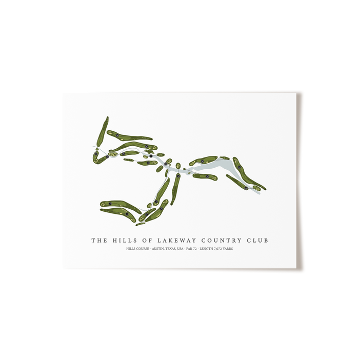 The Hills of Lakeway Country Club - Hills Course | Golf Course Map | Unframed