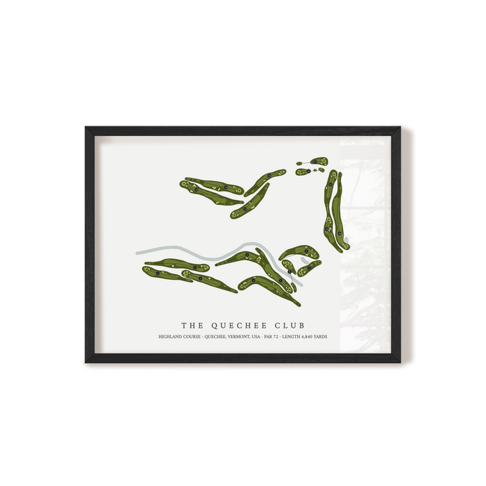 The Quechee Club - Highland Course | Golf Course Map | Black Frame