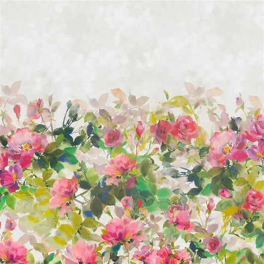 Thelma’s Garden Fuchsia 100% Linen Shower Curtain - Designers Guilt