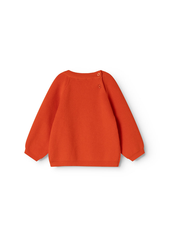 Torin B orange blouse in orange with button closure at the neck and long sleeves
