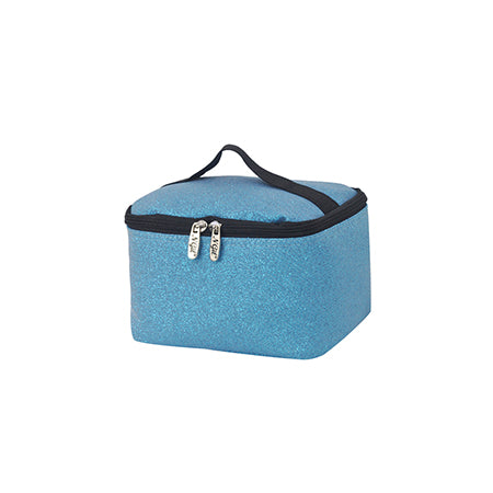 GLITTER MAKEUP BAG, GLITTER COSMETIC CASE, CHEER MAKEUP BAG, DANCE GLITTER BAG, GYMNASTICS MAKE UP BAG, CANVAS MAKEUP BAG, BLUE GLITTER COSMETIC CASE BAG, SPORTS BAG