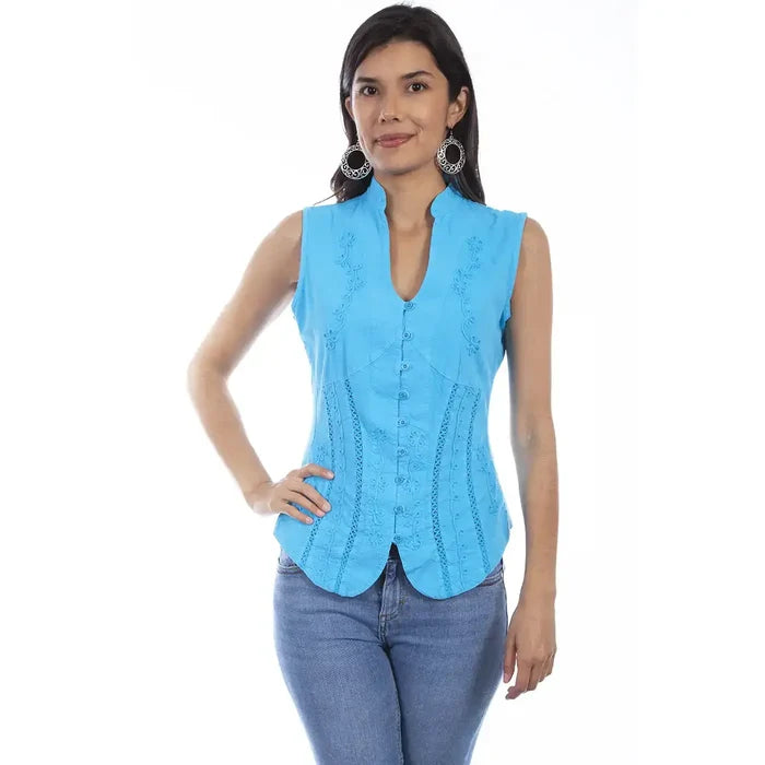 Turquoise Peruvian Cotton Sleeveless Blouse by Scully Bourbon Cowgirl