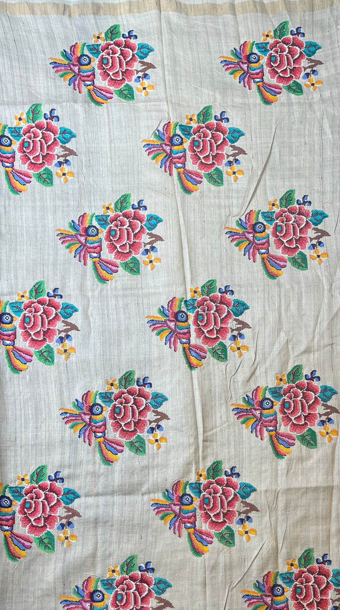 Tussar petit point saree