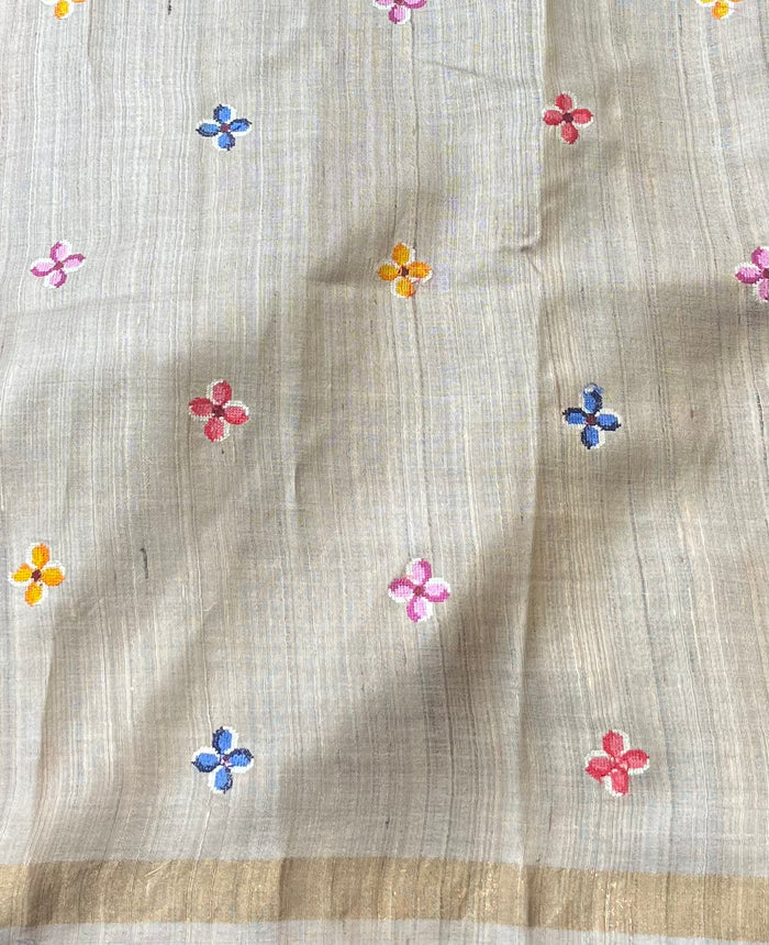 Tussar petit point saree