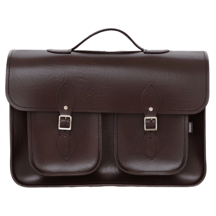 Twin Pocket Executive Leather Satchel – Marsala Red