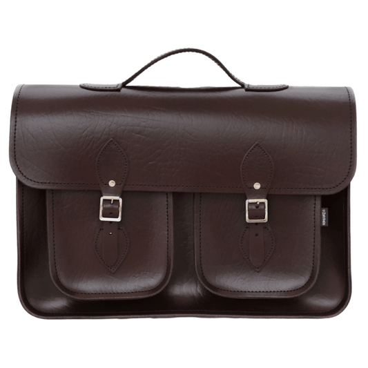 Twin Pocket Executive Leather Satchel – Marsala Red